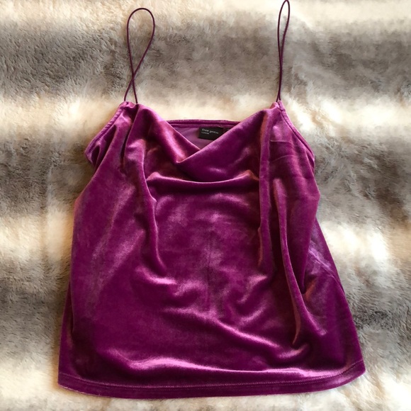 NWOT Free Press Purple Rose Velour Cami, Small - Picture 5 of 8